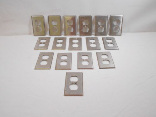 Lot of 16 2-gang receptacle switch cover wallplates stainless steel 5 x 5 in for sale