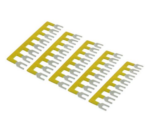5 pcs fork type 8 postions terminal strip block yellow 400v 10a for sale