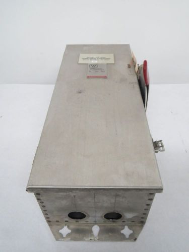 WESTINGHOUSE WHFN363 FUSIBLE STAINLESS 100A 600V 3P DISCONNECT SWITCH B320245