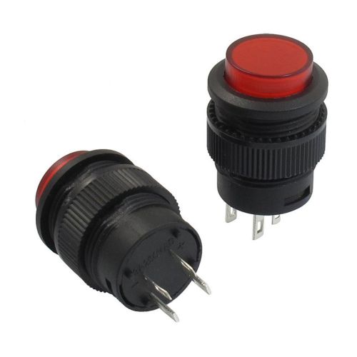 2 Pcs 4 Terminals Red LED Lamp Momentary Push Button Switch DC 3V