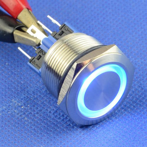 Waterproof!!! 22mm blue led circle momentary push button switch dc 12 angel eye for sale