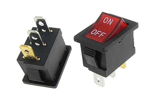 10 pcs red lamp neon light spst on-off rocker switches ac 6a/250v 10a/125v for sale