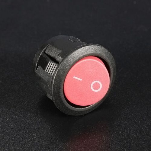 10Pcs Mini Round Black 2 Pin SPST ON-OFF Rocker Switch Button Red Rated Current