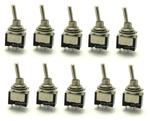 Lot of ten spdt on/off/on miniature black toggle switch for sale
