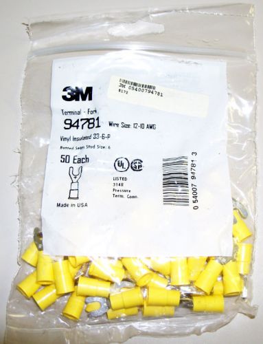 Lot of 50 3M 94781 Fork Terminal Yellow 12-10 AWG