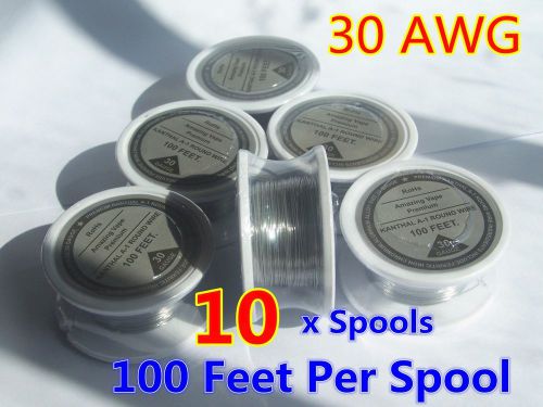 10 Spools x 100 feet Kanthal Wire 30Gauge 30 AWG,(0.25mm), A1 Round Resistance !