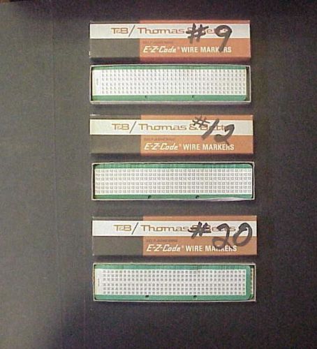 3 Thomas &amp; Betts T&amp;B Self-Adhering E-Z CODE Wire Markers WC9S. WC12S, WC20S