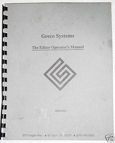 Greco Systems Operator&#039;s Manual OM-6064 CNC VMC HMC