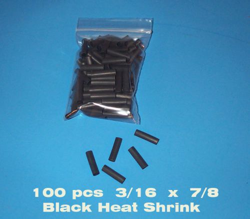 100 pcs of  tyco raychem 3/16 heat shrink tubing black 2:1   7/8&#034; long for sale