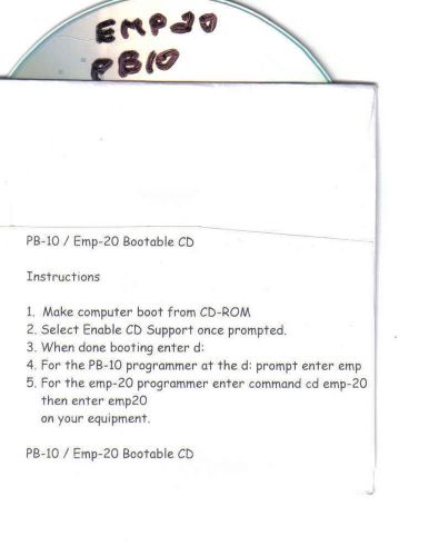 Needhams emp-20 and pb-10 programmer software on a Bootable CD Rom Disk