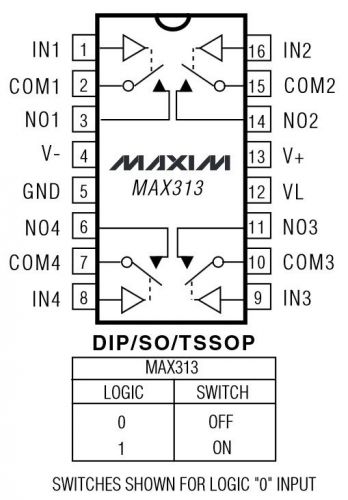 MAX313 / MAX313CUE 10? Quad SPST CMOS Analog Switches 16-TSSOP Arduino DIY IC