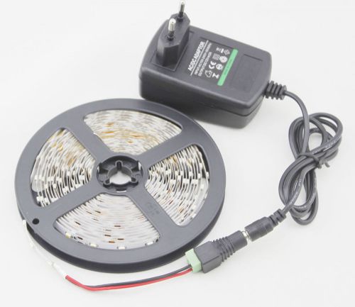 3528 5m warm white 300 led smd flexible light strip + 2a power + connector for sale