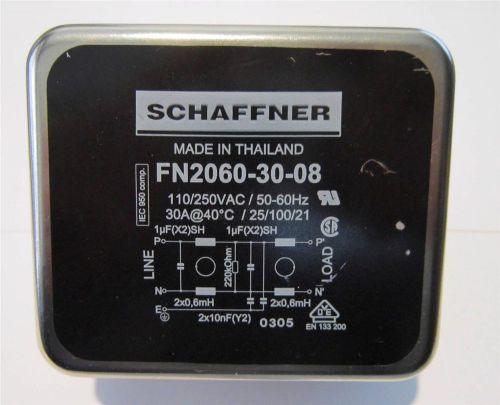 Schaffner 30 amp power line filter #fn2060-30-08-0hz to 400hz, 30 amps,250vac for sale
