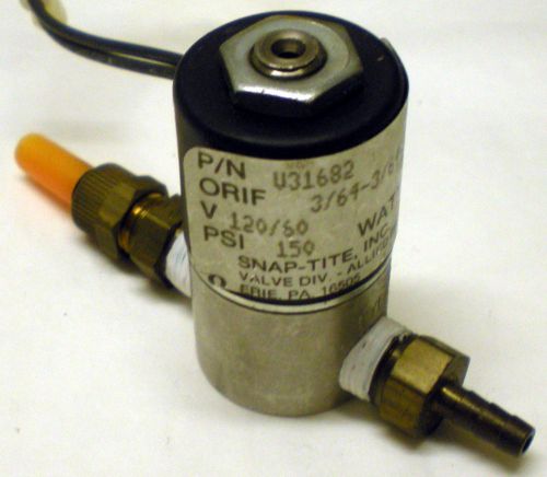 Snap-tite p/n v31682 3/64-3/64 120/60 v 150 psi 7 watts solenoid valve assembly for sale