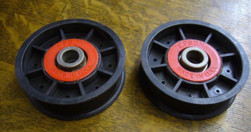 Lot of Two Efson Nylon Flat Pulleys 3-1/4&#034; OD 1/2&#034; ID 3/4&#034; Belt - New Old Stock