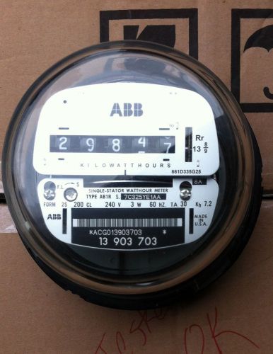 Abb, watthour meter kwh ab1, ez read, cyclone, 4 lugs, 240v, 200a, fm 2s, 3w for sale