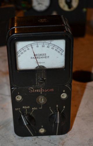 Vintage Simpson Degrees Farenheit Meter  Amp Radio Ham Test Steampunk