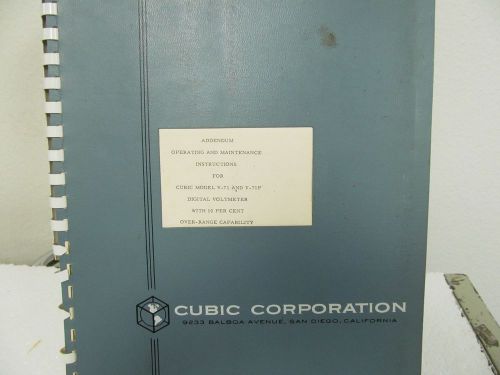 Cubic Corp.V-71, V-71P Digital Voltmeter w/10% Op/Maintenance Instruction Manual