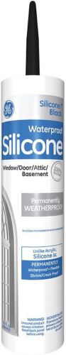 GE 9.8 oz Window &amp; Door Rubber Caulk Black Silicone Sealant Weatherproof #GE312A
