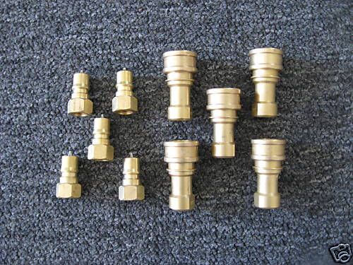 Set of 5 Brass Quick Disconnects 1/4&#034; Quick Disconnects w/Stainless Steel Tips