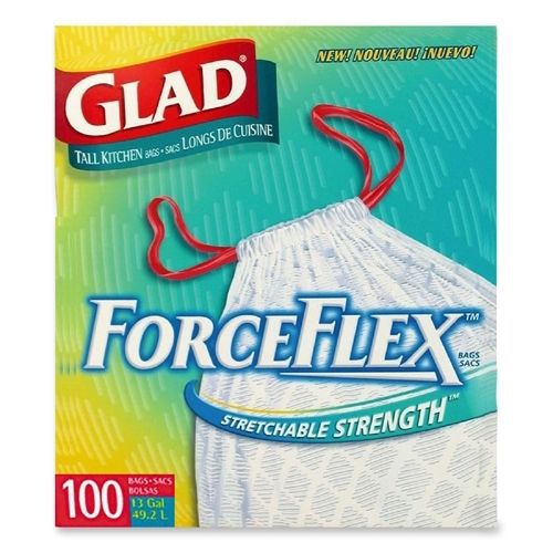 Glad 70427 ForceFlex 13-Gallon Tall Trash Bags - 100-Pack