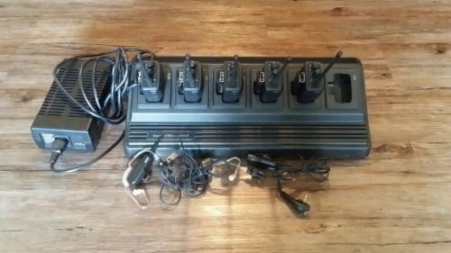 LOT of Vertex VX-180 Two Way Radios, Rapid Multi charger, Batteries, Earpiece