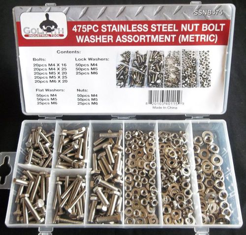 475pc goliath industrial ssnb475 stainless steel metric nut bolt assortment for sale