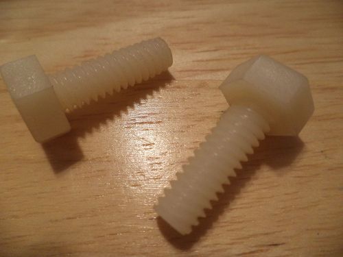 Package of 100 Hex Head Nylon Bolts 1/4&#034;x3/4&#034;