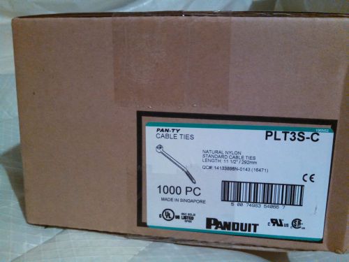 BOX OF 1000 - PANDUIT 11.5&#034; NATURAL NYLON CABLE TIES PLT3S-C PAN-TY NEW