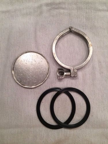 1 triclover style 4&#034; clamp 1 end cap 2 gaskets 316l alfa laval sanitary for sale