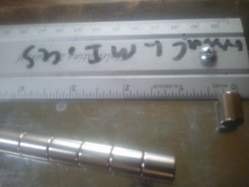 Neodymium magnets grade n35ni 3/8&#034;dia x .500&#034; ln cylinder type 7each new for sale