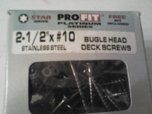 2-1/2&#034; X 10 STAINLESS STEEL DECK SCREW, STAR DRIVE, 5 LB., ABOUT 400 PCS.