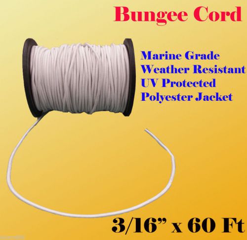 3/16&#034; x 60 Ft (20 Yard) Premium Marine Grade Bungee Shock Stretch Cord UV White