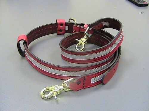 Boston leather 6543r radio strap, red, brass hardware, 2 mic loops, *new* for sale