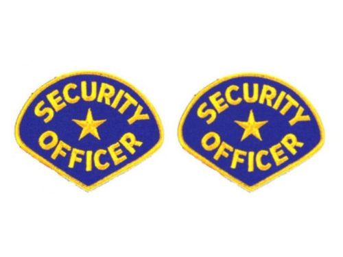 2 SECURITY GUARD OFFICER GOLD BLUE UNIFORM SHIRT JACKET SHOULDER  PATCH BADGE