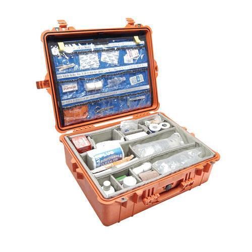 Pelican 1600 ems organizer watertight hard case w/dividers  lid org. - orange for sale