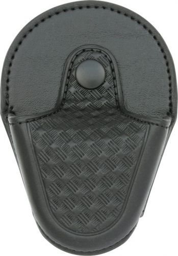 ASP 56139 Open Top Handcuff Case Black Leather Basketweave For Chain Or Hi