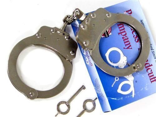 PEERLESS Nickel P010 POLICE Chain Handcuffs + 2 Keys!