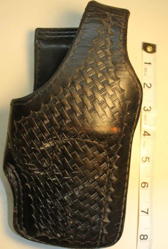 Vintgage~tex shoemaker co. police gun holster  black basket weave for sale