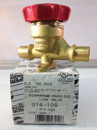 New superior refrigerant line valve 216-10s diaphragm 5/8 ods packless b12-029 for sale