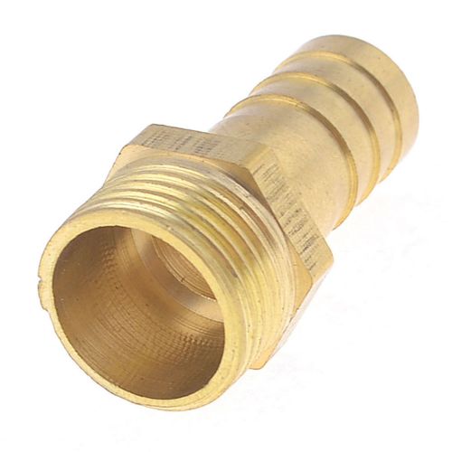 Gold tone brass 12mm fuel gas hose barb 3/8&#034; male thread coupling fitting for sale