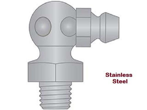 1/4-28 Taper 90 Degree Stainless Steel 3/8 Hex Grease Zerk Nipple Fitting 5 Pcs