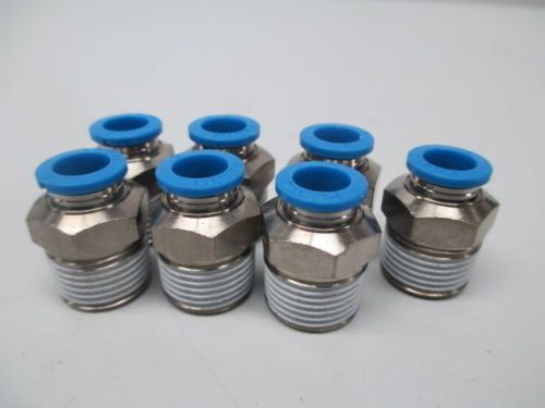 LOT 7 NEW FESTO PNEUMATIC FITTING ADAPTER 3/8IN NPT TO 8MM HOSE D245054