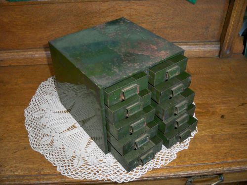 Vtg Steam Punk Military Metal 10 Drawer Small Parts Industrial Age Garage tools