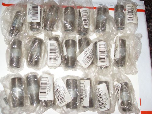 Stainless steel 1/2&#034;x2&#034; pipe threaded nipple (lot of 21) for sale