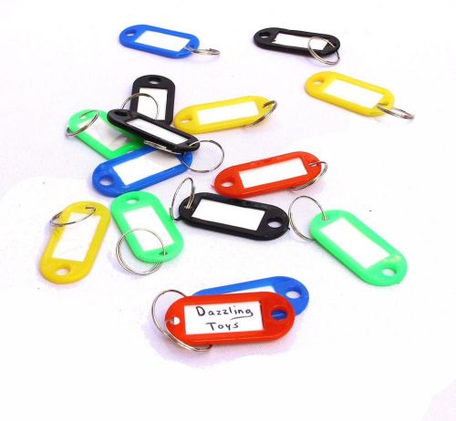 Dazzling Toys 20 Key Tags w/ Label Window Plastic, 2&#034; x 7/8&#034;, Assorted Colors.