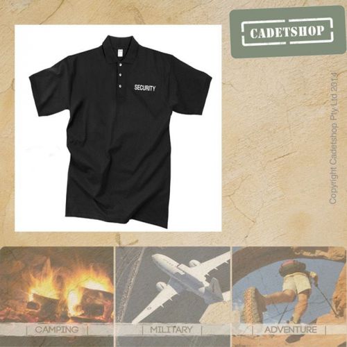 Security Polo/Golf Shirt Black Large. Moisture Wicking workwear 
