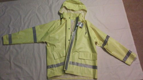 Flame resistant, insulated raincoat with ScotchLite reflective material..large