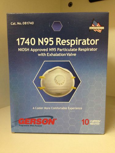 (10) Gerson #1740 N95 Cup-Style Particulate Respirator Mask with Valve