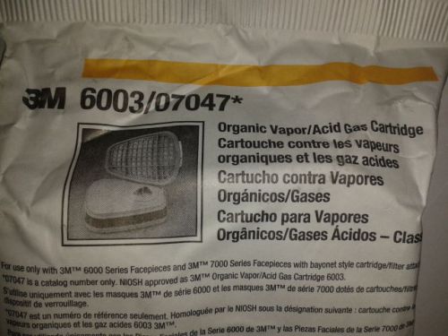 3m 6003/07047 organic vapor / acid gas cartridge pack of 2 exp08.2016 for sale